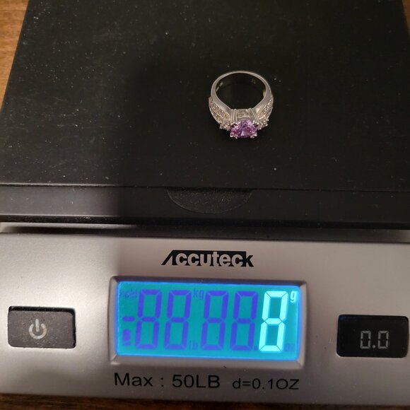 Charles Winston CWE 925 Ring Lavender Clear CZ Silver Rhodium Setting Size 6.75 - Picture 7 of 7